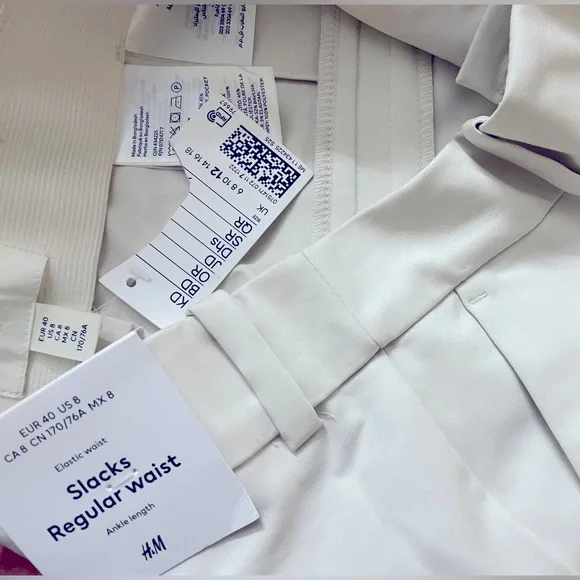 Ankle length slim fit trouser in a stretch weave regular waist with elastication - Picture 5 of 5